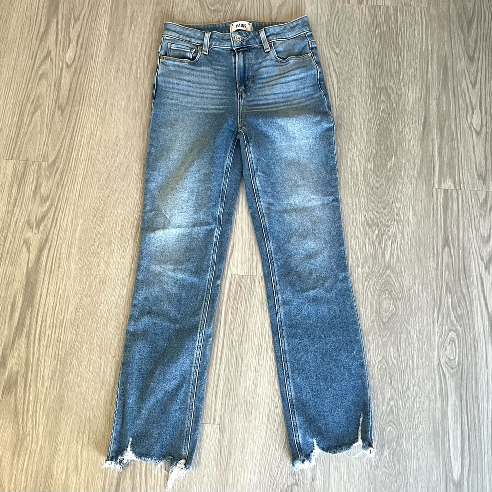 PAIGE Denim Anthropologie Cindy Straight Leg Jeans Distressed Hem Size 26